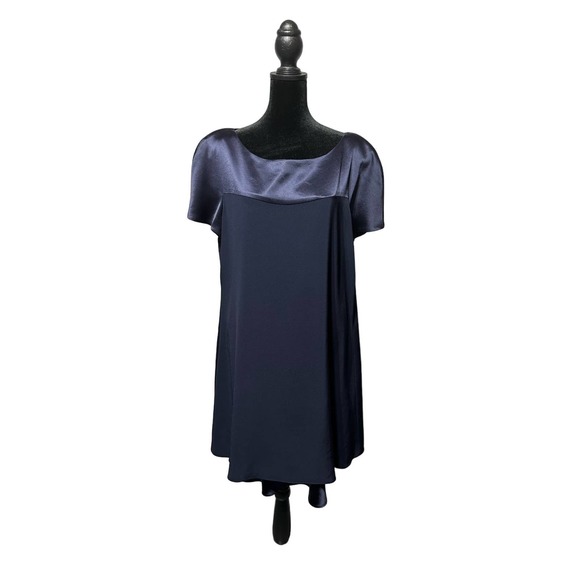 Jones‎ New York navy double layer satin swing dress size 14 - Picture 1 of 4